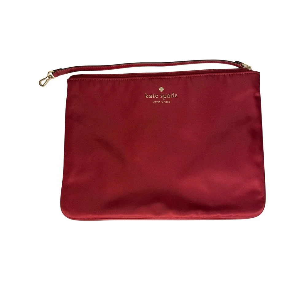 Kate Spade Chelsea Large Tote Bag Red Nylon Shoulder Bag with Pouch